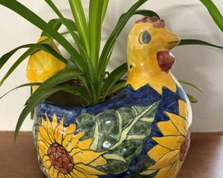 204 Talavera Folk Art Rooster Planter