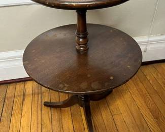 204 Leather Top DoubleTier Dumbwaiter Table