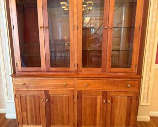 Cherry Wood China Cabinet by Harden 64" long x 19" deep