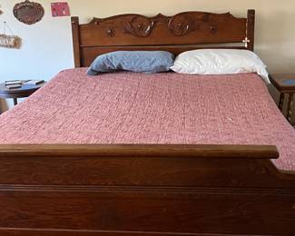 Wood bed frame. 