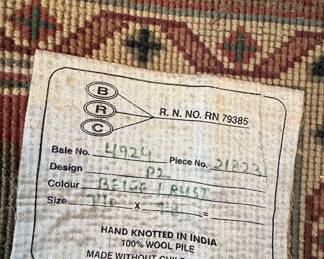 Hand-Knotted Indian Wool Rug