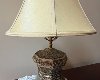 Vintage Octagonal Table Lamp with Ornate Base