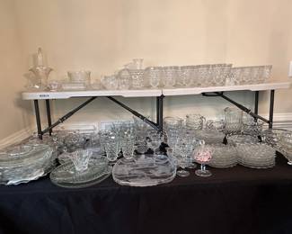 Assorted Cut and Pressed Glassware Collection, including Fostoria American and Wexford patterns