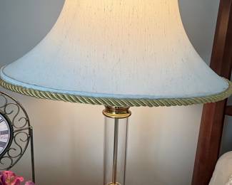 Mid-Century Modern Acrylic and Brass Column Table Lamp