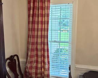 Red and Cream Plaid Drapery Panels