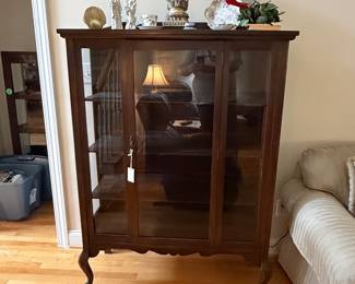 Antique Queen Anne Style Walnut China Cabinet