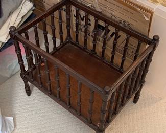 Victorian Bamboo Turned Wood Magazine Rack or Canterbury