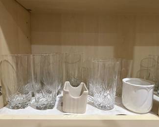 RCR Crystal Highball Glasses and White Ceramic Holder Set