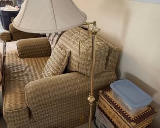 Brass Swing Arm Floor Lamp with Bell Shade