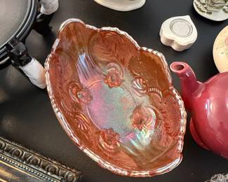 Imperial Glass "Roses" Carnival Glass Bowl