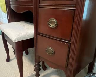 Mahogany Vanity Desk with Stool