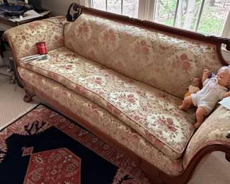 Duncan Phyfe Style Sofa with Floral Upholstery