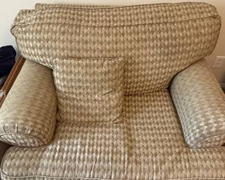 ETHAN ALLEN Skirted Sofa in Golden Sage Diamond Patterned Fabric