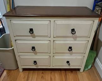 Six-Drawer Dresser with Dark Wood Top