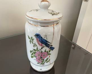 Porcelain Ginger Jar with Bluebird and Floral Motif