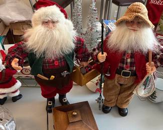 Collectible Santa Claus Figurines (Set of 2) - Fisherman and Craftsman