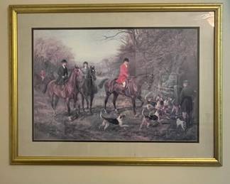 Heywood Hardy "Going to Cover" Fox Hunting Scene Print in Gilt Frame