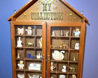 Wooden "My Collection" Display Cabinet with Miniatures