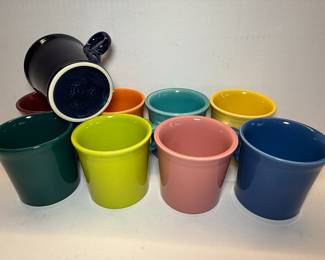 Fiesta Ware Ceramic Mugs Set with Creamer and Sugar Bowl