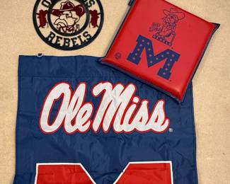 Ole Miss Rebels Metal Sign, Seat Cushion and Flag Set
