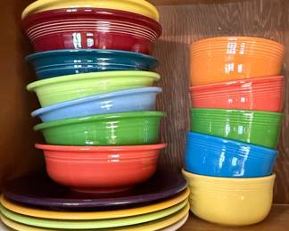 Fiesta Ware Ceramic Dinnerware Set - Mixed Lot of Plates, Bowls and Service Platters