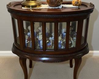 Antique Mahogany Kidney Shape Tray Top Curio / Display Table