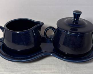 Fiesta Ware Ceramic Mugs Set with Creamer and Sugar Bowl