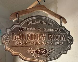 Vintage Style "Laundry Room Drop Your Pants Here" Metal Sign
