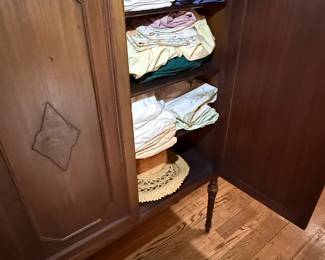 Antique Walnut Display Cabinet with Diamond Inlay