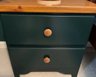 Green Painted Pine Armoire, Dresser and Nightstand