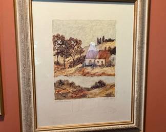 Watercolor Landscape Paintings "Autunno Fiume" by Charlene Winterle Olson