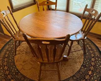 Oak Pedestal Dining Table with Four Chairs