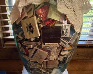 Vintage Glass Jar Filled with Matchbooks