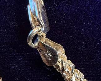 Sterling Silver "Spiga" or "Wheat" Chain Necklace and Bracelet Set