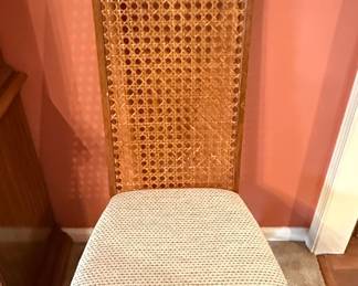 Mid Century Broyhill Conover Furniture Co. Oak Dining Table and Cane Back Chairs Set