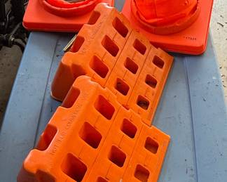 Orange Collapsible Traffic Cone and Wheel Chocks Set
