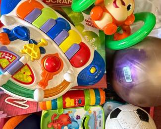 Assorted Children's Toys and Games including VTech and Fisher-Price