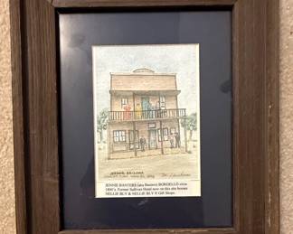 Framed Watercolor of Jennie Banters Bordello, Jerome, Arizona by Marguerite Haskins
