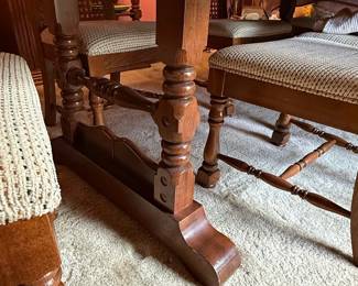 Mid Century Broyhill Conover Furniture Co. Oak Dining Table and Cane Back Chairs Set