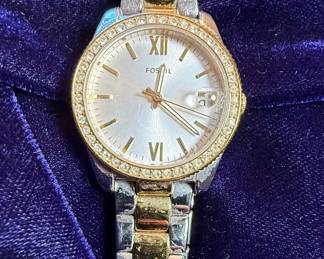 Fossil Scarlette Mini Two-Tone Stainless Steel Watch with Crystal Bezel