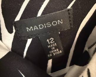 Madison Black and White Abstract Print Dress