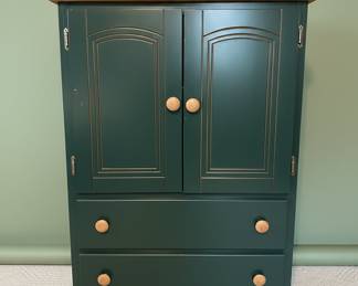 Green Painted Pine Armoire, Dresser and Nightstand
