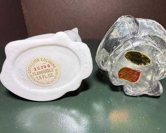 Avon Cotillion Cologne Cat Decanter and March Aquamarine Cat Figurine