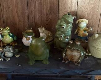 Collection of Ceramic Outdoor Frog Figurines