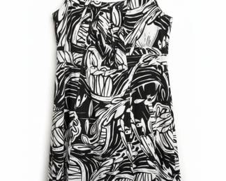 Madison Black and White Abstract Print Dress