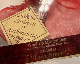 Collector's Choice "Love Story" Wind Up Musical Porcelain Doll