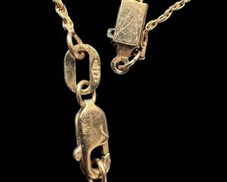 14k Yellow Gold Marquise Jade and Diamond Pendant Necklace with Abstract Stone Pendant Necklace