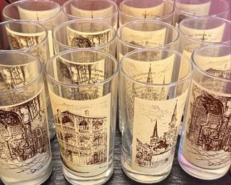 New Orleans "La Branche Home" and "The Basilica of St. Louis" Scene Glasses
