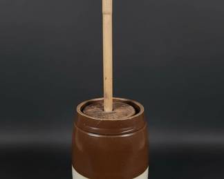 Antique Stoneware Butter Churn with Stenciled