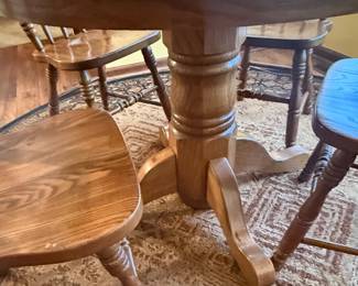 Oak Pedestal Dining Table with Four Chairs